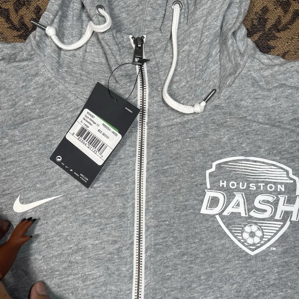 Nike Houston Dash NWSL Core Heather Gray Full Zip Hoodie Womens Size XL New